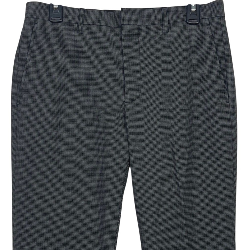 J.Crew Thompson Houndstooth Check Grey Brown Mens 30x32 Wool Tapered Dress Pants